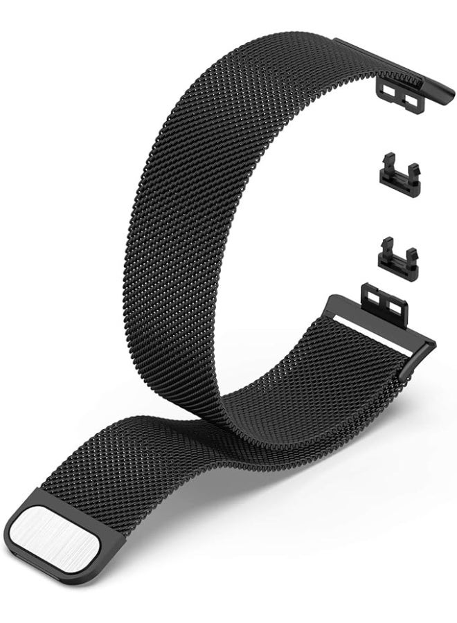Magnetic Mesh Band Compatible with Huawei Watch Fit, Lightweight Quick Release Premium Woven Metal Wristband Strap Magnetic Replacement Watch Band (Black  - Image 2