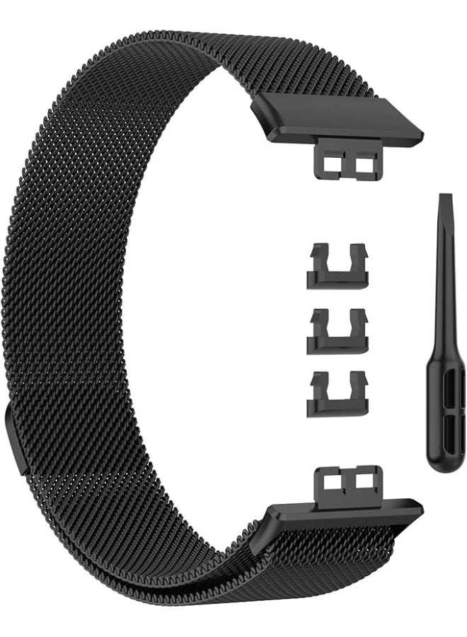 Magnetic Mesh Band Compatible with Huawei Watch Fit, Lightweight Quick Release Premium Woven Metal Wristband Strap Magnetic Replacement Watch Band (Black  - Image 3