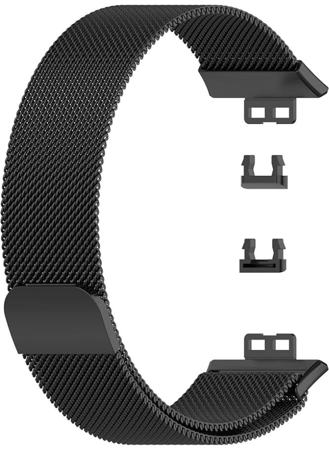 Magnetic Mesh Band Compatible with Huawei Watch Fit, Lightweight Quick Release Premium Woven Metal Wristband Strap Magnetic Replacement Watch Band (Black  - Image 4