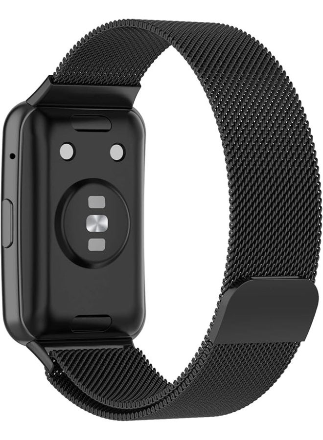 Generic Watch Strap Compatible for HUAWEI Watch Fit, Replacement Metal Smart Watch Strap Quick Release Stainless Steel Watch Band Wristband Compatible for HUAWEI Watch Fit (Black) - Image 3