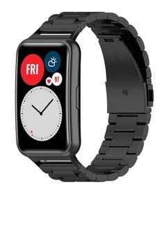 Generic Watch Strap Compatible for HUAWEI Watch Fit, Replacement Metal Smart Watch Strap Quick Release Stainless Steel Watch Band Wristband Compatible for HUAWEI Watch Fit (Black)  - Image 1