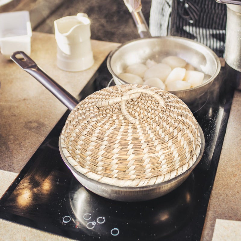 Natural Reed Wooden Pot Lid 26cm Anti Overflow Cooking Pan Cover Kitchen Household Accessory - Image 5
