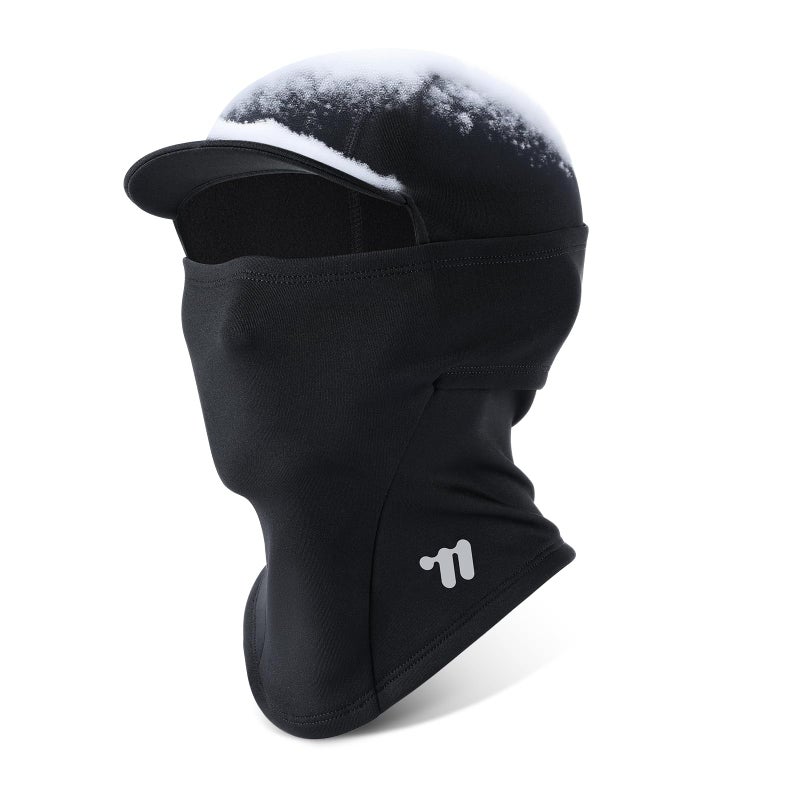 CHIMONA Kids Balaclava Ski Mask with Brim, Fleece Winter Neck Gaiter Warmer, Windproof Full Face Mask for Boys Girls, Cold Weather Black - Image 1