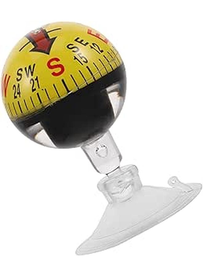 Portable Car Dashboard Compass with Yellow Ball and Suction Cup for Automotive Truck Marine - Image 1