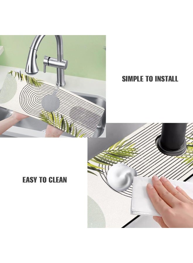 aquoechd Sink Faucet Absorbing Mat, 2 Pack Drying Mat Around Faucet Sink Splash Guard Behind Faucet Sinkmat For Kitchen Bathroom Island Rv 24 * 5.5 Inch (60 * 14 cm) - Image 4