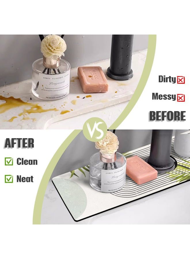aquoechd Sink Faucet Absorbing Mat, 2 Pack Drying Mat Around Faucet Sink Splash Guard Behind Faucet Sinkmat For Kitchen Bathroom Island Rv 24 * 5.5 Inch (60 * 14 cm) - Image 3