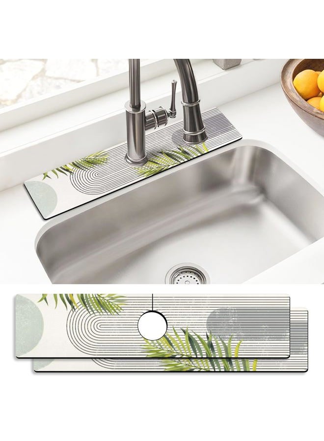 aquoechd Sink Faucet Absorbing Mat, 2 Pack Drying Mat Around Faucet Sink Splash Guard Behind Faucet Sinkmat For Kitchen Bathroom Island Rv 24 * 5.5 Inch (60 * 14 cm) - Image 1