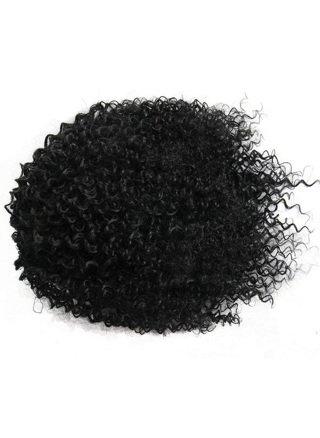 ROSESSEA - Short Afro Kinky Curly Ponytail Hair Piece For African American Ponytail Extension Synthetic Afro Kinky Curly Ponytail For Women (Black(1B )) - Image 1