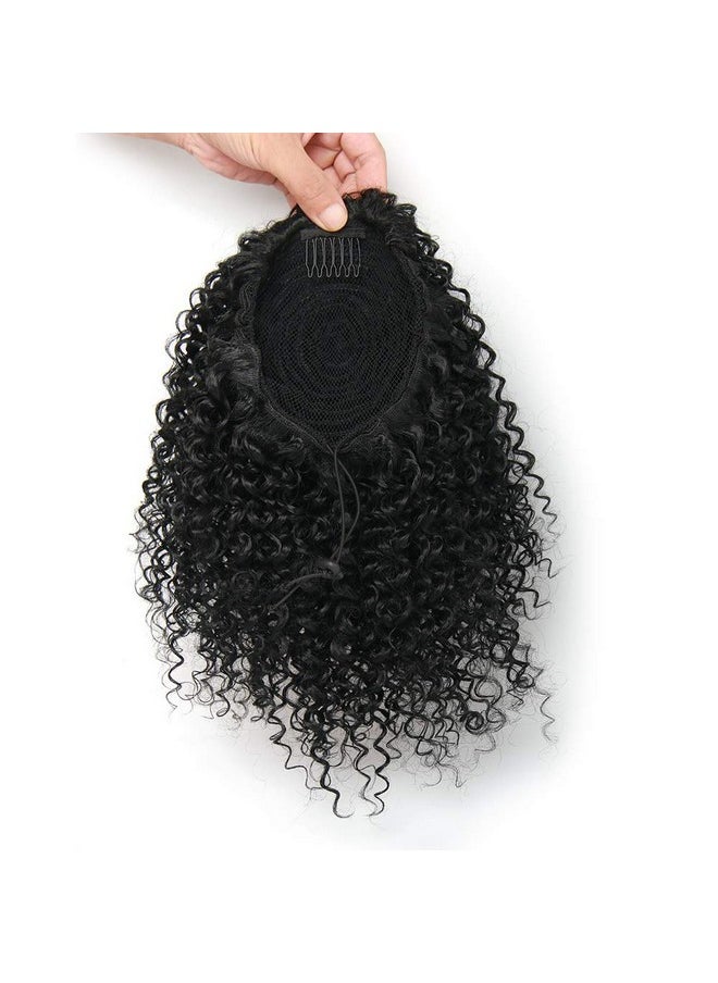 ROSESSEA - Short Afro Kinky Curly Ponytail Hair Piece For African American Ponytail Extension Synthetic Afro Kinky Curly Ponytail For Women (Black(1B )) - Image 1