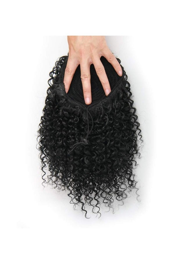 ROSESSEA - Short Afro Kinky Curly Ponytail Hair Piece For African American Ponytail Extension Synthetic Afro Kinky Curly Ponytail For Women (Black(1B )) - Image 1