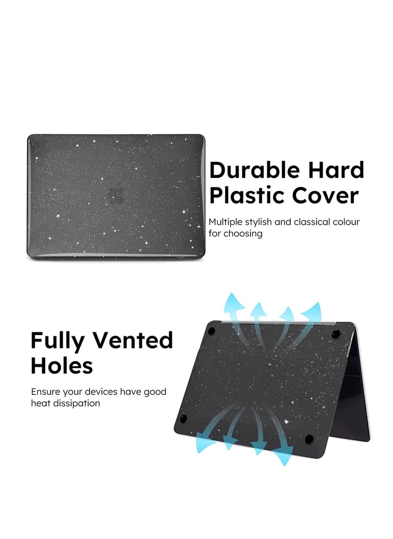 Generic Black Glitter Case for MacBook Air 13.6 inch 2024 Release A3113 M3 Chip and 2022 Release Model A2681 M2 Chip and 2025 Release A3240 M4 Chip, Hard Shell Case for MacBook Air 13.6 with Touch ID, Sparkly Black  - Image 4