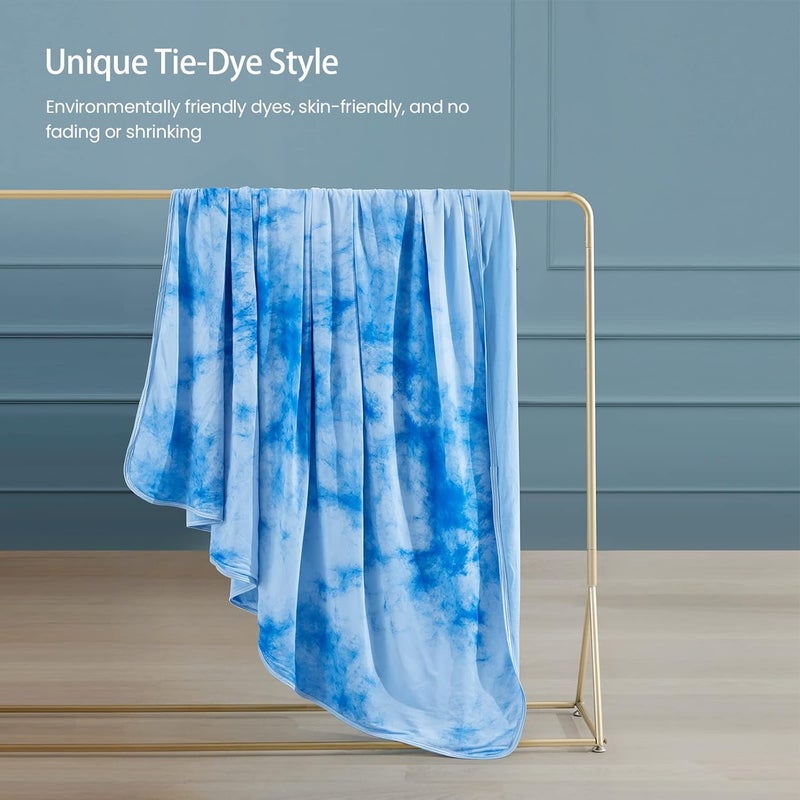 Elegear Cooling Blanket, 2 in 1 Self-Cooling Blanket, Japanese Arc-Chill 3.0 Q-Max>0.5 Lightweight Summer Blanket, Double-Sided, Absorbs Body Heat, Cooling Blanket for Bed Sofa, Tie Dye Blue 150 x 200 - Image 5