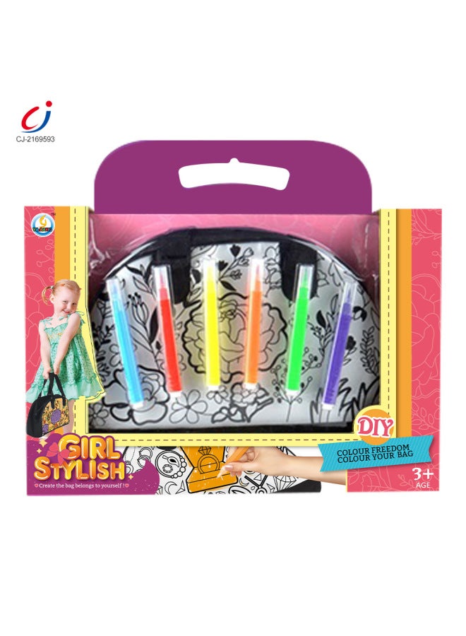 Graffiti Washable Children's Handbag Hand Satchel (Six Color Pen) Repeated Use Magic Graffiti Cross Border-Color:CJ-2169593 Graffiti Washable Children's Handbag Hand Bag  - Image 1