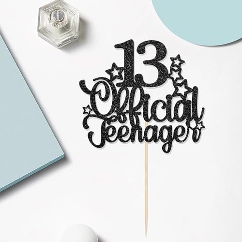 Confetti! 13 Official Teenager Cake Topper - Glitter Number 13 - Cheers to 13-13th Birthday Cake Pick Decorations for Teen 13th Birthday Party Decorations Supplies (Black) - Image 4