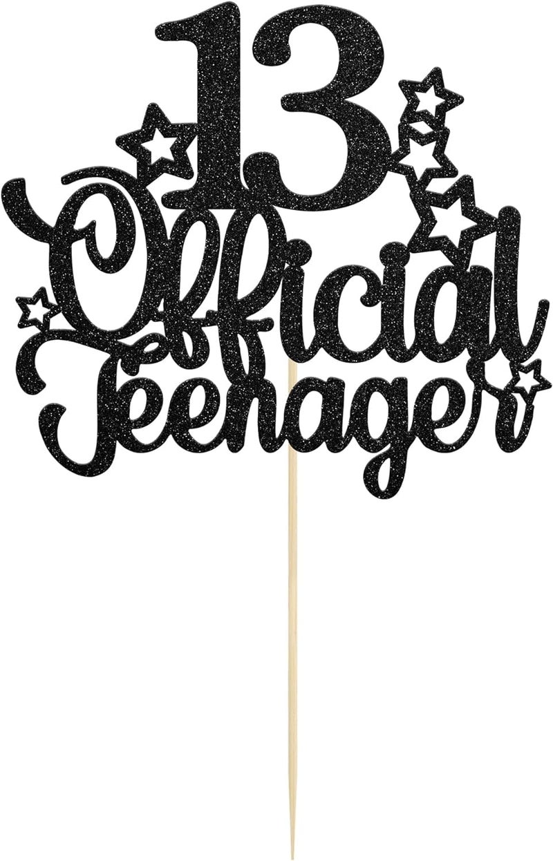 Confetti! 13 Official Teenager Cake Topper - Glitter Number 13 - Cheers to 13-13th Birthday Cake Pick Decorations for Teen 13th Birthday Party Decorations Supplies (Black) - Image 3