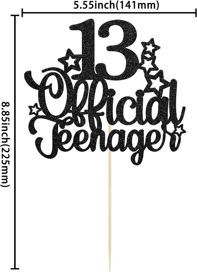Confetti! 13 Official Teenager Cake Topper - Glitter Number 13 - Cheers to 13-13th Birthday Cake Pick Decorations for Teen 13th Birthday Party Decorations Supplies (Black) - Image 2