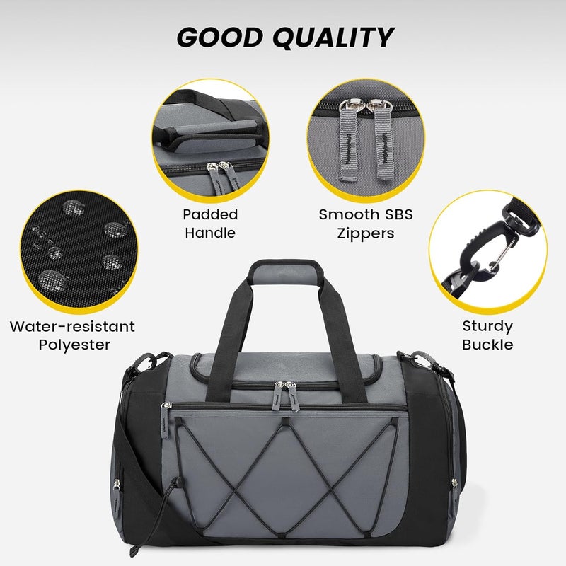 Vorspack Gym Bag for Men - 21 Inches Small Duffle Bag for Travel Lightweight Duffel Bag with Shoe Compartment Personal Item Travel Bag Weekender Bag for Travel Sports Gym, Grey, 21 Inches - Image 5
