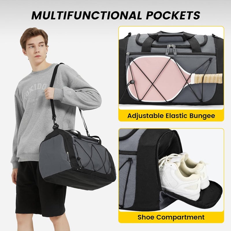 Vorspack Gym Bag for Men - 21 Inches Small Duffle Bag for Travel Lightweight Duffel Bag with Shoe Compartment Personal Item Travel Bag Weekender Bag for Travel Sports Gym, Grey, 21 Inches - Image 4