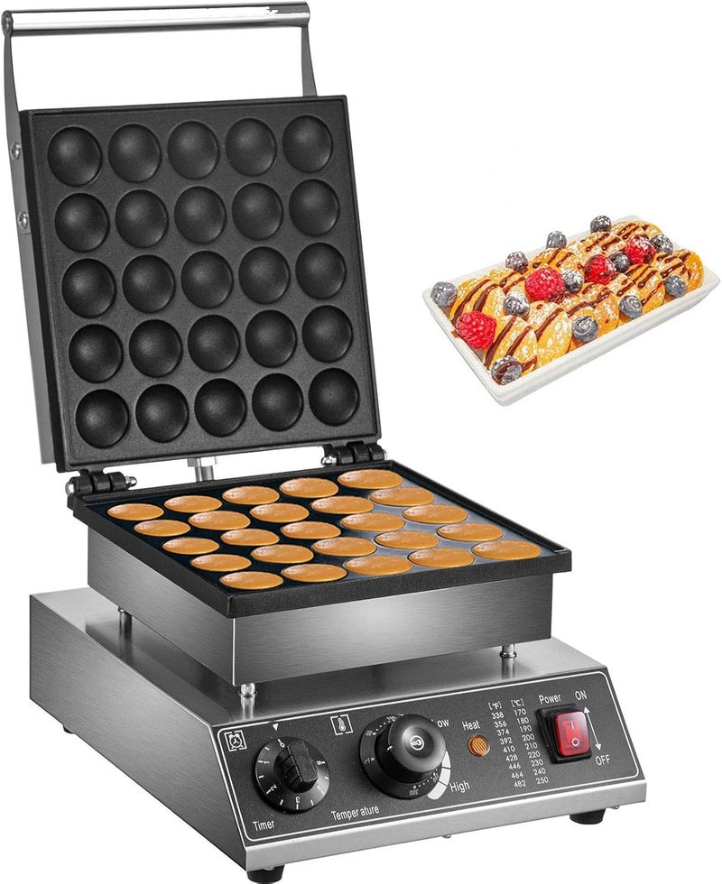 BLEND ART Blend Art Mini Pancake Maker 17Inch Diameter Poffertjes Machine 25 PCs Dutch Pancakes Maker 850W Electric Stainless Steel Pancake Maker Adjustable Temp 50300 HeavyDuty Construction  - Image 1