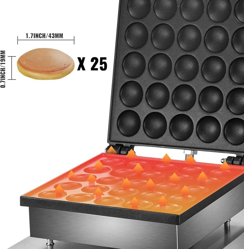 BLEND ART Blend Art Mini Pancake Maker 17Inch Diameter Poffertjes Machine 25 PCs Dutch Pancakes Maker 850W Electric Stainless Steel Pancake Maker Adjustable Temp 50300 HeavyDuty Construction  - Image 3
