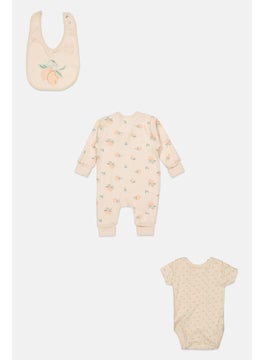 Toddlers Girl 3 Pieces Allover Print Bodysuit And Bib Set, Beige Combo - pzsku/Z88232693611EBA909D7DZ/45/_/1737642140/05ba83ba-d7b4-4e9d-9adf-cf7c8317f001