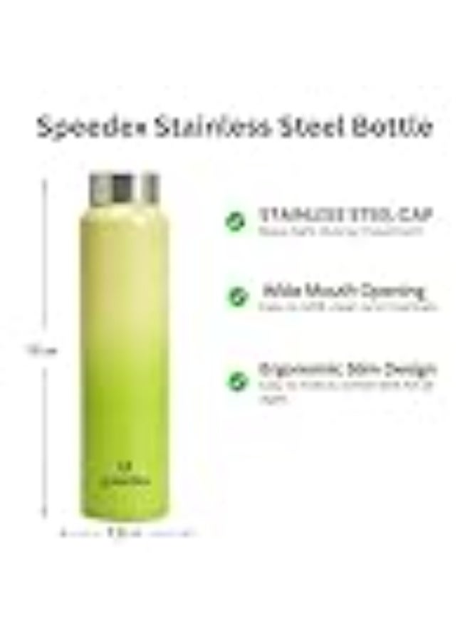 Speedex Stainless Steel Water Bottle 1 Ltr, Leak Proof Screw Cap, BIS Approved 1000 ml Metal Bottle For Daily, Office, School, Gym, Travel Use for Men, Women, Kids, Adults, Lime Green, Set of 4 - Image 4