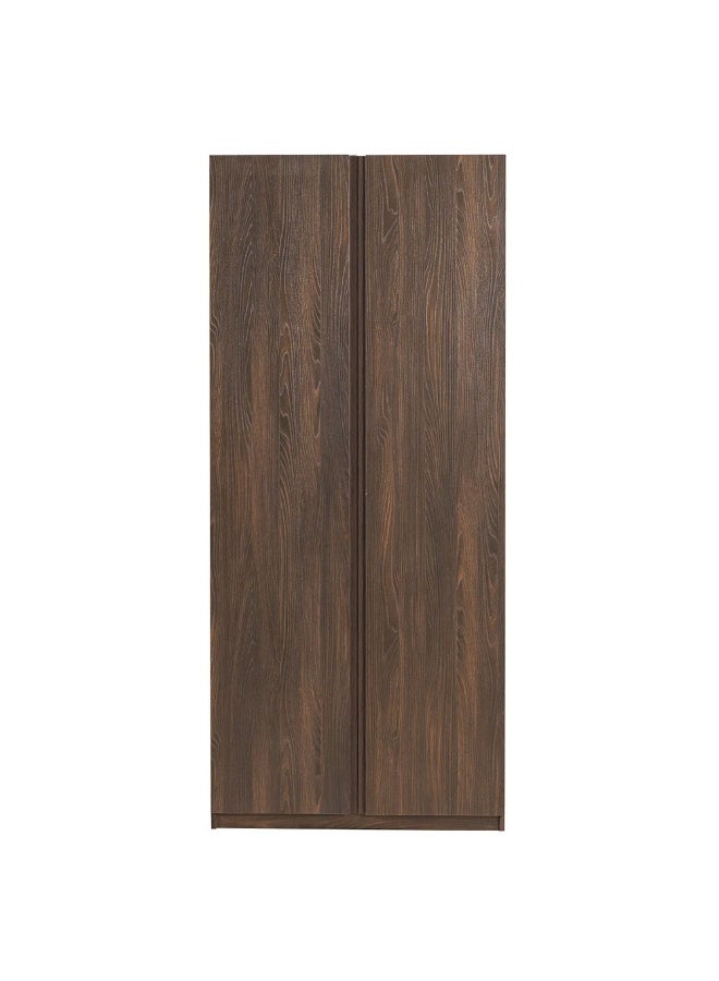 Infinity 2 Door Wardrobe With Hanger And Shelves | Modular Wardrobe | Modern Design Storage For Bedroom L100xW59xH230cm - D.Walnut - Image 1