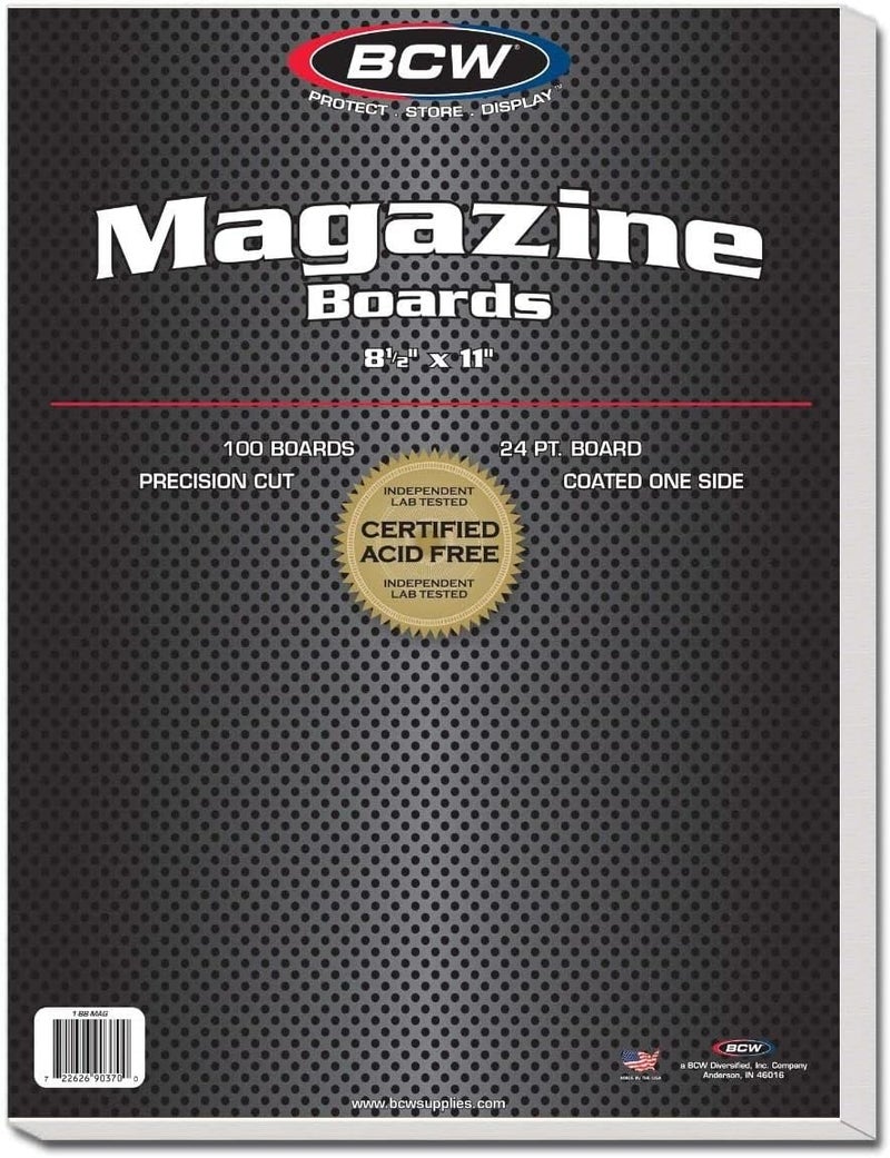 BCW Magazine Backing Boards 85 x 11 Inches 1 Pack 100 total  24Point Solid Bleached Sulfate Calcium Carbonate Coating Protective Sheets  Ideal for Collectible Magazine Protection - Image 1