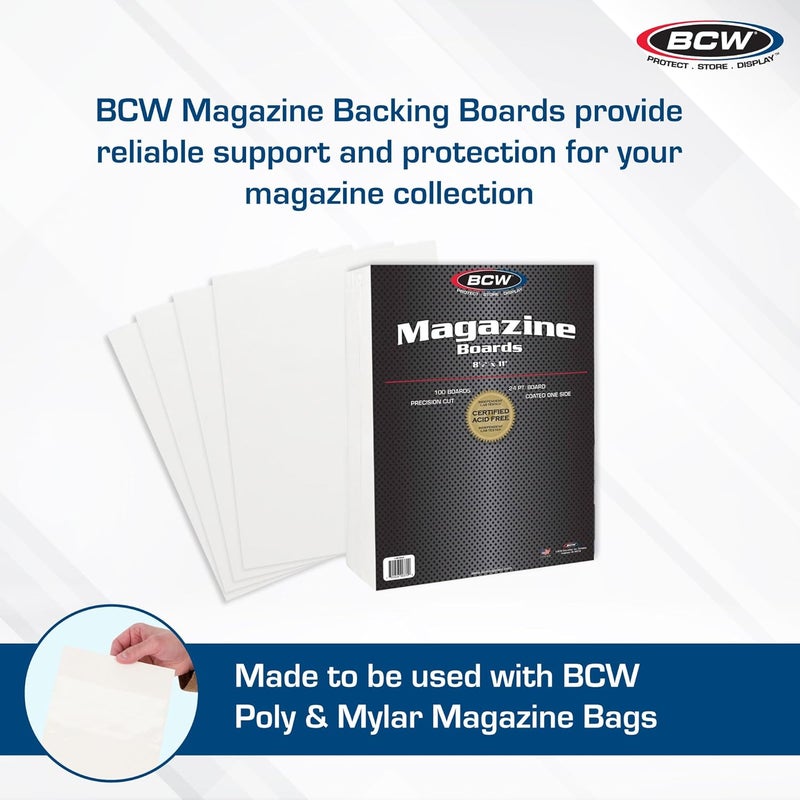 BCW Magazine Backing Boards 85 x 11 Inches 1 Pack 100 total  24Point Solid Bleached Sulfate Calcium Carbonate Coating Protective Sheets  Ideal for Collectible Magazine Protection - Image 2