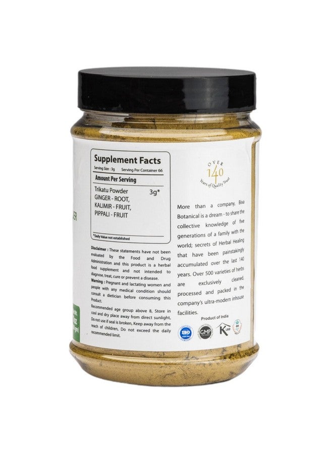 bixa BOTANICAL Trikatu Powder ǀ 200 Grams / 7 OZ | Ayurvedic Herbal Supplement for Heartburn, Digestive Support, Overeating | Gluten Free, Non-GMO, Steam Treated, Vegan, 100% Pure. - Image 2