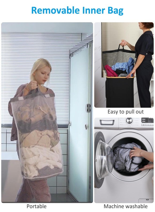 efluky Laundry Basket with Wheels, Tall Rolling Laundry Hamper with Lid and Removable Bag, Aesthetic Dirty Clothes Hamper on Wheels for Laundry Room, Bedroom, Dorm and Bathroom, 100L Black - Image 4
