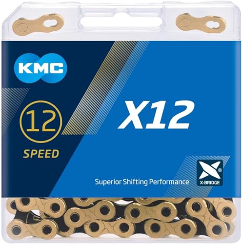 KMC X12 Chain 12-Speed | Mountain Bike/Road/Gravel |Shimano, SRAM, Campagnolo Compatible | 126 Links, Missing Link Included | TI Gold/Black - Image 3