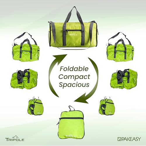 Tripole PAKEasy Foldable Duffel Bag | Portable Bag for Traveling | 40 litres (Neon Green) - Image 3