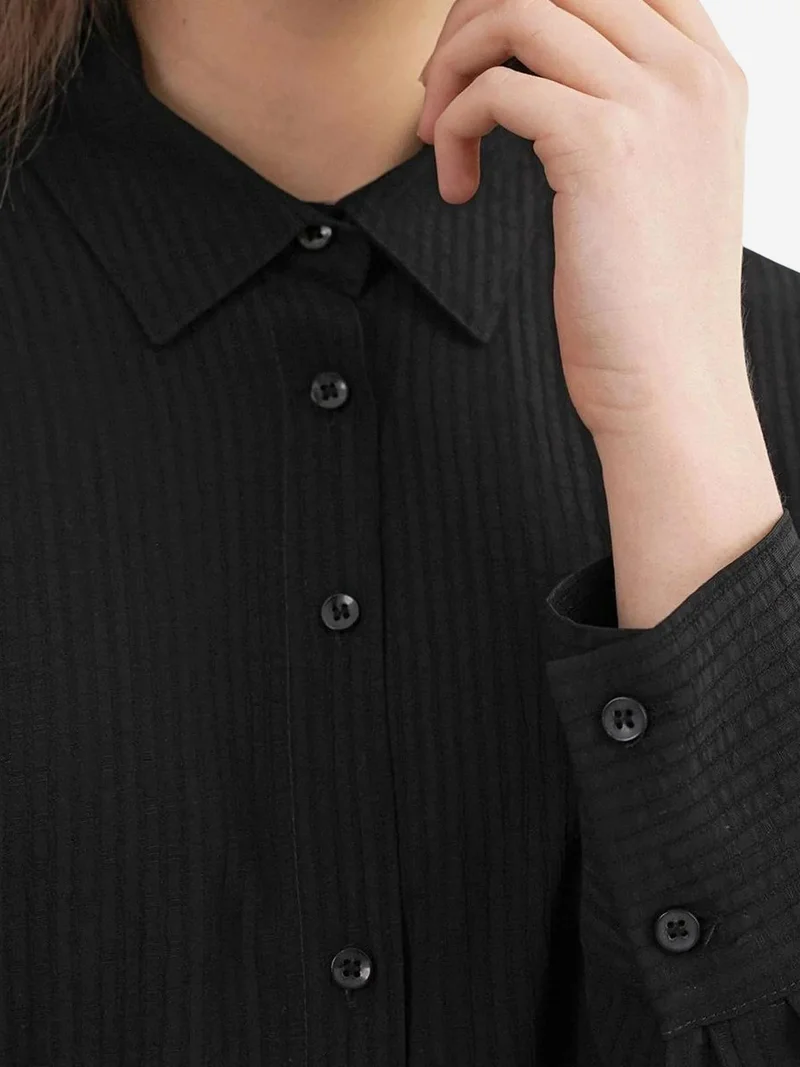 MixRay Black Mixray Relaxed Fit Poplin Shirt for Women | Best Price UAE
