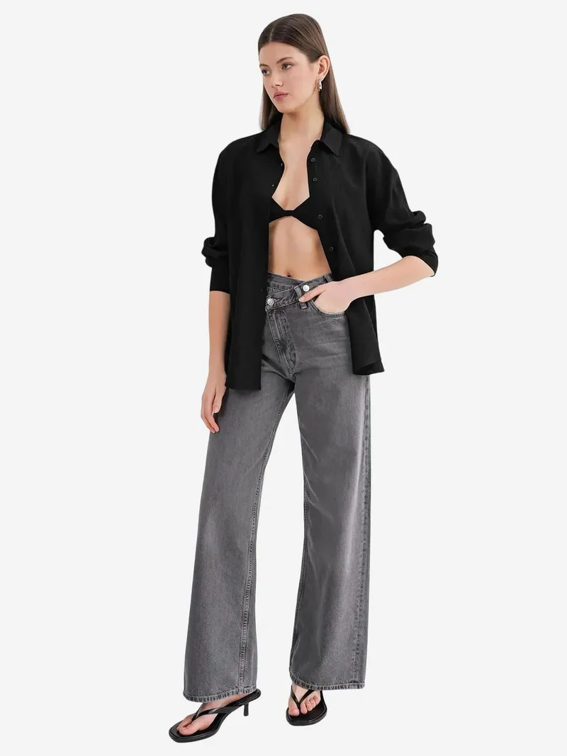 MixRay Black Mixray Relaxed Fit Poplin Shirt for Women | Best Price UAE