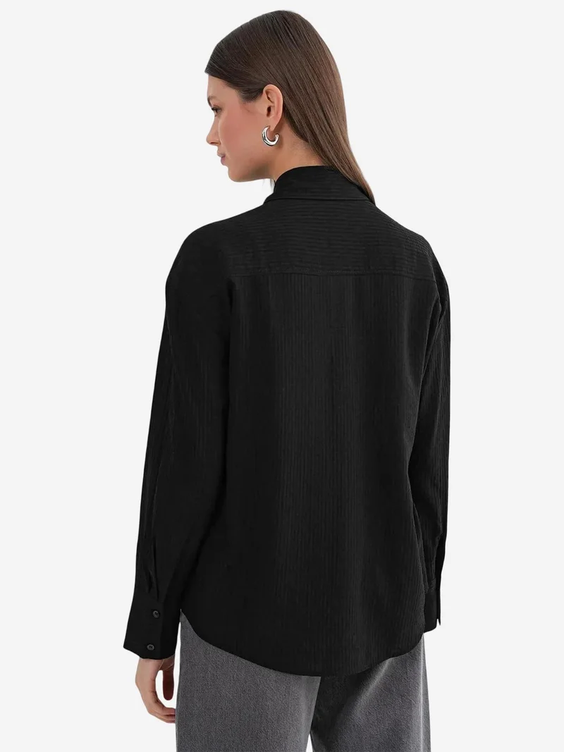 MixRay Black Mixray Relaxed Fit Poplin Shirt for Women | Best Price UAE