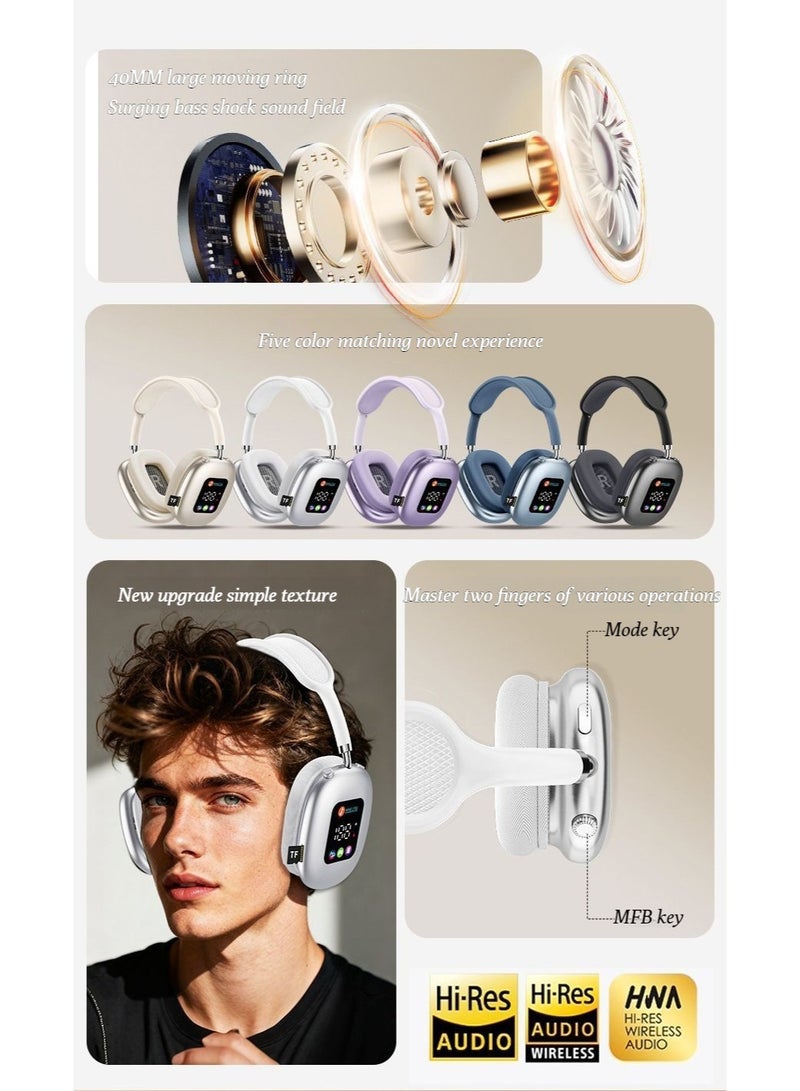 2026 model  wireless Bluetooth headphones - smart color screen, Bluetooth headphones with high sound quality and long battery life - Image 3