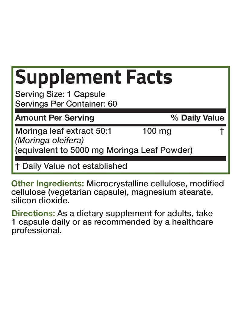 برونسون مورينغا قوة إضافية، أطعمة خضراء فائقة الجودة، غير معدلة وراثيًا، 60 كبسولة نباتية - Image 3