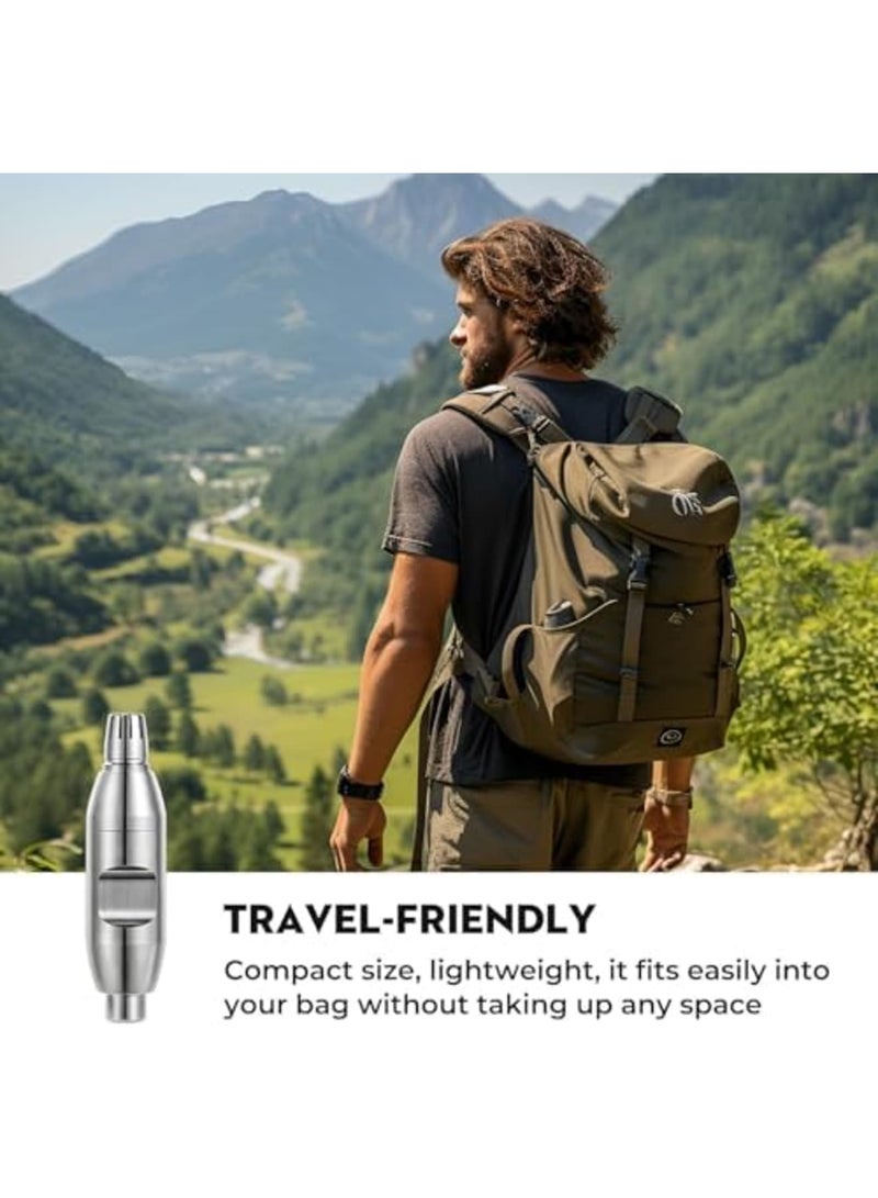سيوسي Portable Nose Hair Trimmer for Men, Waterproof Ear Hair Trimmer Grooming Kit, Painless Manual Trimmer for Nose and Ear Hair Removal, Silver - Compact, Easy-to-Use, Hygienic Grooming Solution - Image 3