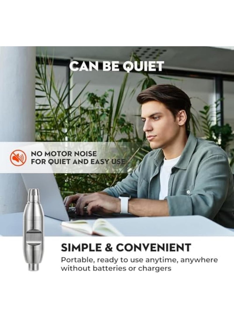سيوسي Portable Nose Hair Trimmer for Men, Waterproof Ear Hair Trimmer Grooming Kit, Painless Manual Trimmer for Nose and Ear Hair Removal, Silver - Compact, Easy-to-Use, Hygienic Grooming Solution - Image 4