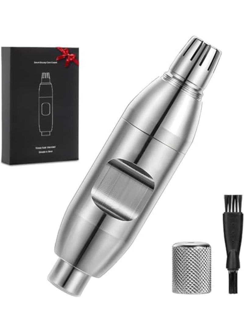 سيوسي Portable Nose Hair Trimmer for Men, Waterproof Ear Hair Trimmer Grooming Kit, Painless Manual Trimmer for Nose and Ear Hair Removal, Silver - Compact, Easy-to-Use, Hygienic Grooming Solution - Image 1