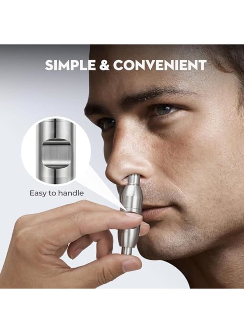 سيوسي Portable Nose Hair Trimmer for Men, Waterproof Ear Hair Trimmer Grooming Kit, Painless Manual Trimmer for Nose and Ear Hair Removal, Silver - Compact, Easy-to-Use, Hygienic Grooming Solution - Image 2