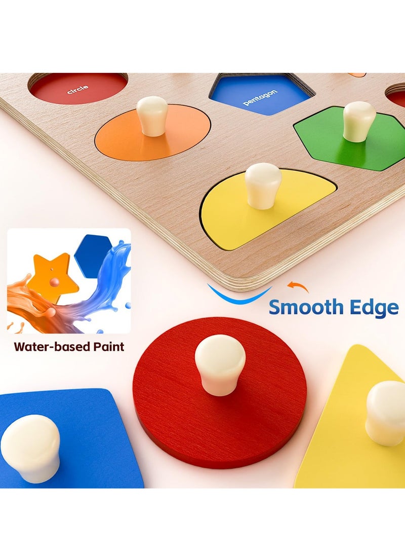 Wooden Shape Peg Puzzles for Toddlers 3 4 Year-Old Boys Girls Gifts: Shape Sorter  Color Match Baby Puzzles 12-18-24 Months - Montessori Toys for 3 4Year-Old Toddler Learning Activities - Image 5