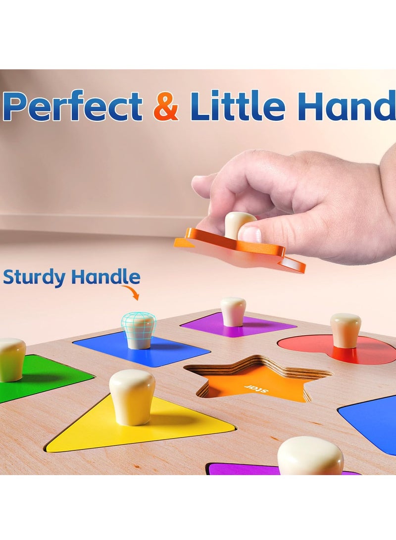 Wooden Shape Peg Puzzles for Toddlers 3 4 Year-Old Boys Girls Gifts: Shape Sorter  Color Match Baby Puzzles 12-18-24 Months - Montessori Toys for 3 4Year-Old Toddler Learning Activities - Image 4