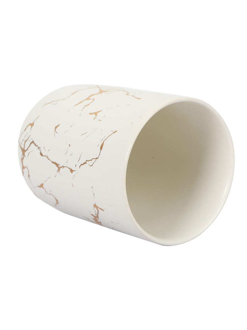 FabSeasons Ceramic Toothbrush Holder/Organizers/Stationary Holder, Italian Marble Pattern, 10.6 Cm Height X 7.5 Cm Diameter, White - Image 5