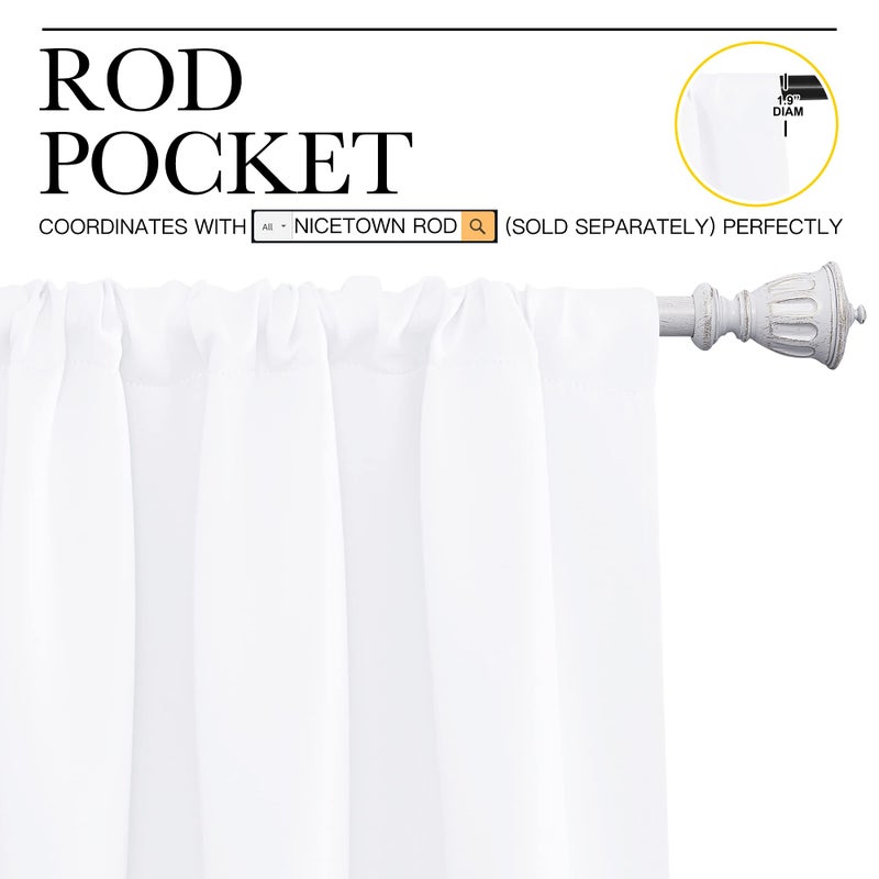 NICETOWN Window Curtain Panels - Rod Pocket Curtain Set for Bedroom (White, 2 Panels, 42 by 45) - Image 3