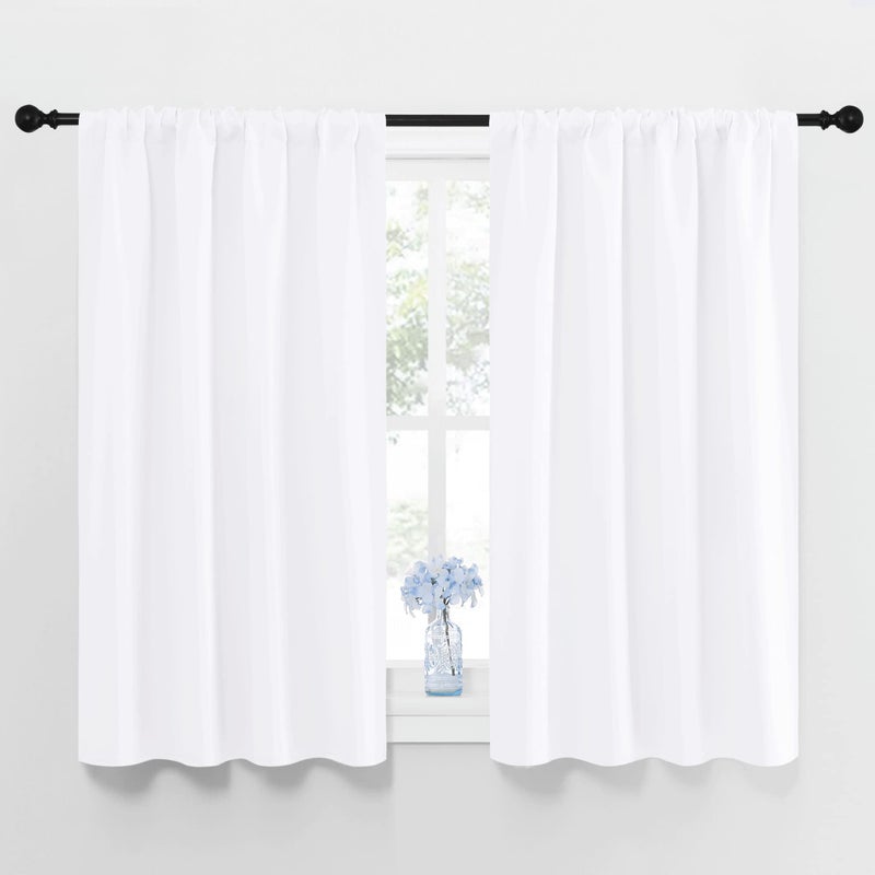 NICETOWN Window Curtain Panels - Rod Pocket Curtain Set for Bedroom (White, 2 Panels, 42 by 45) - Image 1