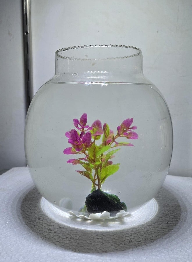 ADecor Crystal Clear Aquarium, Round Collar Vase, Fish Pot for Home & Centre Table Decoration (8 inches) - Image 3