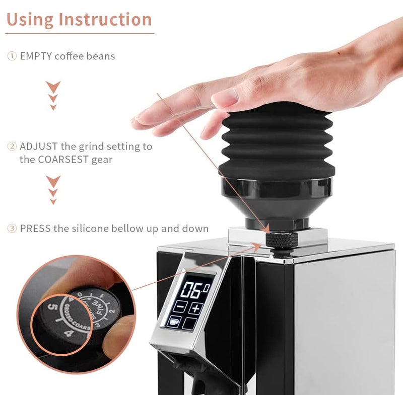 CAFEMASY Coffee Grinder Single Dose Hopper for Eureka Mignon Grinder 2 in 1 Function Coffee Grinder Accessories Hopper Hand Pressure Silicone Bellow to Clean and Collect Coffee Grounds - Image 4