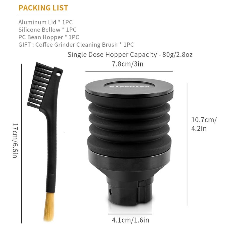 CAFEMASY Coffee Grinder Single Dose Hopper for Eureka Mignon Grinder 2 in 1 Function Coffee Grinder Accessories Hopper Hand Pressure Silicone Bellow to Clean and Collect Coffee Grounds - Image 5